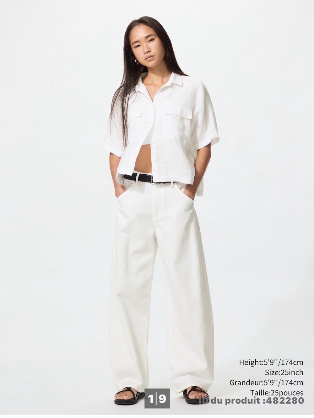 Uniqlo Wide-Leg Cropped Shirt & Pants Set in White